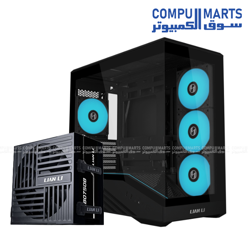 Lian Li Vector V100R MINI Black Mid Tower Gaming Case Bundle with RB750B 750W 80 PLUS Bronze ATX 3.1 Non-Modular Power Supply