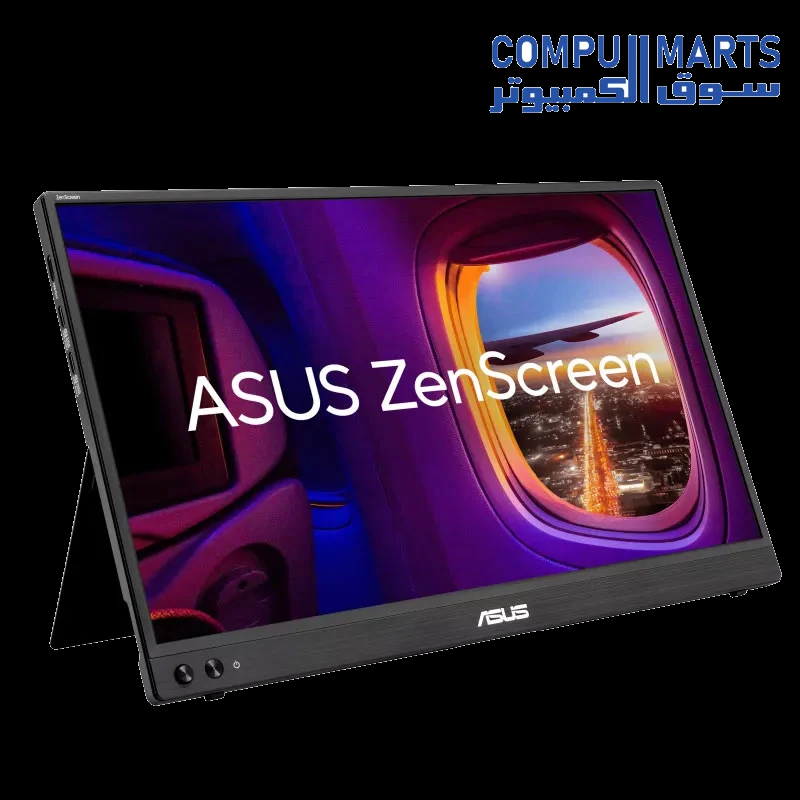 Side I/O ports of the ASUS ZenScreen MB16AHVE including USB-C and Mini HDMI connections[cite: 1]