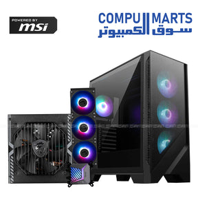MSI MAG FORGE 321R – Gaming Case – MSI – ARGB Airflow Mid Tower with A750BN PSU and A15 360mm Liquid Cooler Bundle