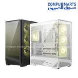 MSI MAG PANO 130R PZ Mid-Tower Gaming Case Black and White with ARGB Fans