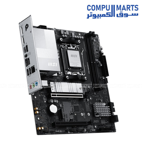 MSI PRO B850M-G motherboard featuring AM5 socket, DDR5 memory slots, PCIe 5.0 support, and 5G LAN for high-speed connectivity.