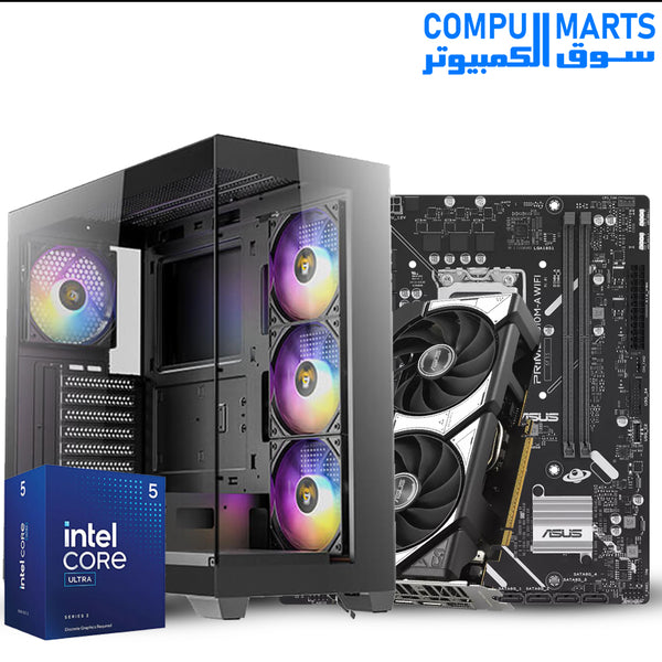 Ultra 5 225F – Gaming PC Bundle – Intel Core Ultra 5 225F – ASUS H810M-A WIFI – ASUS Dual RTX 5060 – 32GB DDR5 – 1TB NVMe SSD – Antec CX300