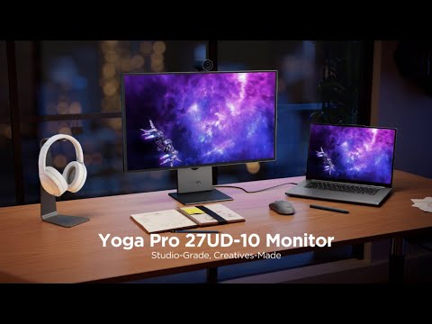 Lenovo Yoga Pro 27UD-10 26.5″ 4K Penta Tandem QD-OLED Creator Monitor – 120Hz, 0.03ms, HDR 1000 Nits, Dolby Vision, 4K Camera, Dolby Atmos 34W, USB4 140W