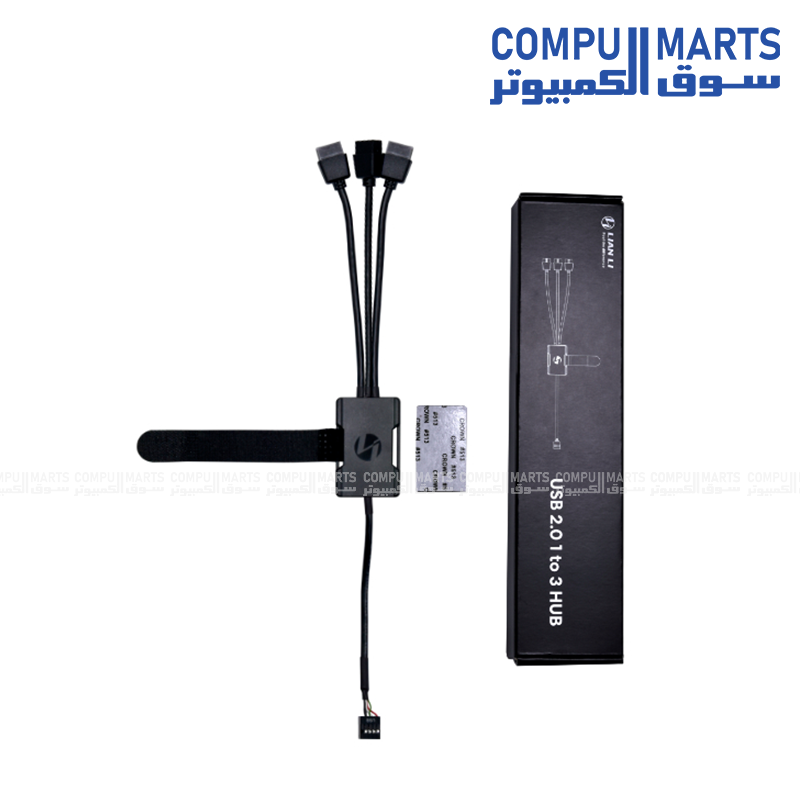 PW-U2HB BLACK USB2.0 1 to 3 HUB with 3 × 140mm female cables