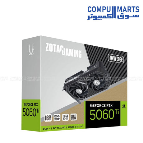 ZOTAC RTX 5060 Ti – Graphics Card – 16GB GDDR7 – Twin Edge – DLSS 4 – IceStorm Cooling – ZT-B50620E-10M