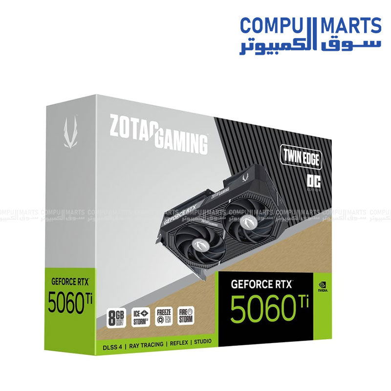 ZOTAC RTX 5060 Ti – Graphics Card – 8GB GDDR7 – Twin Edge OC – Compact Dual Fan – ZT-B50610H-10M