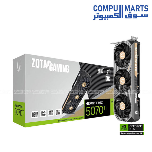 ZOTAC RTX 5070 Ti SOLID SFF OC – Graphics Card – 16GB GDDR7 – Dual Fan – Compact – ZT-B50710J3-10P