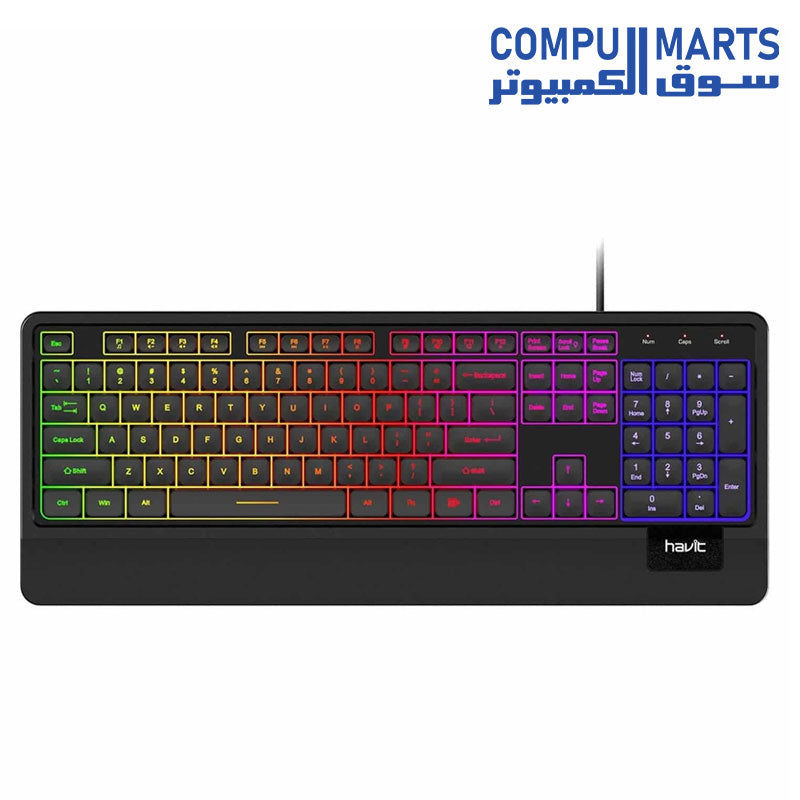 HAVIT KEYBOARD 488L MULTI FUNCTION SILENT Keyboard 104 Keys with Rainb ...