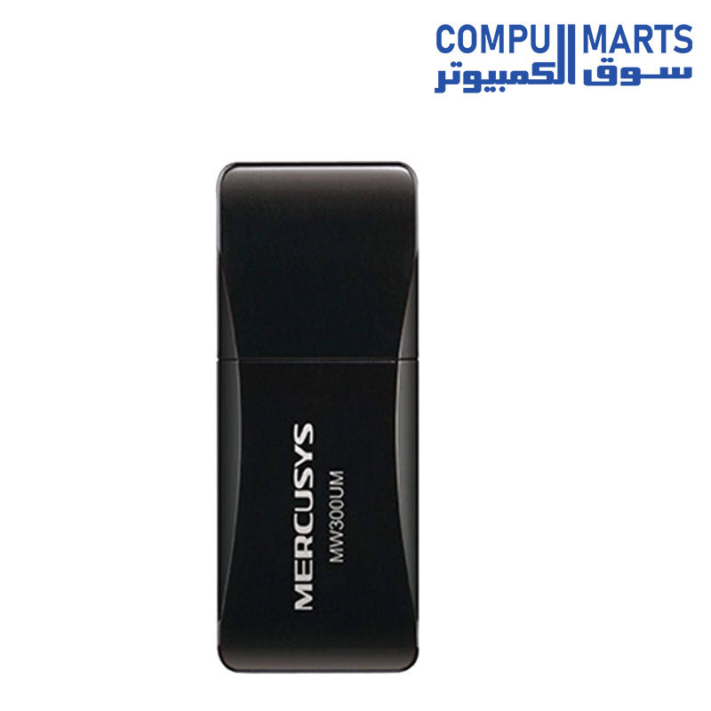 Compact MERCUSYS USB Wi-Fi adapter designed for laptops and desktops, delivering up to 300Mbps wireless network connectivity for online browsing and streaming in Egypt