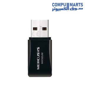 MERCUSYS MW300UM N300 Wireless Mini USB Adapter with up to 300Mbps Wi-Fi connectivity for PC and laptop users in Egypt, compatible with Windows 10, 8.1, 8, 7, and XP