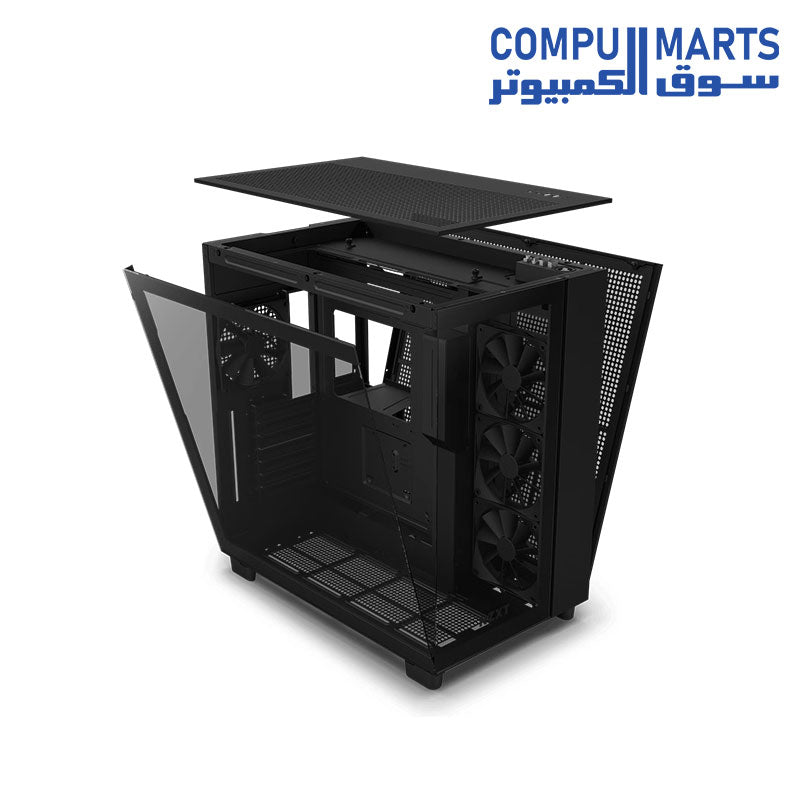 NZXT H9 Flow Dual-Chamber ATX Mid-Tower PC Gaming Case – High-Airflow  Perforated Top Panel – Tempered Glass Front & Side Panels – 360mm Radiator