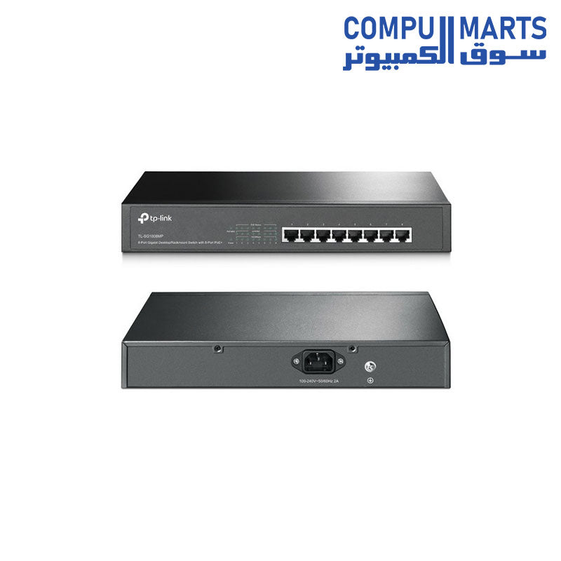 TP-Link TL-SG1008MP 8-Port Gigabit Desktop/Rackmount Switch with 8 PoE –  Compumarts - سوق الكمبيوتر