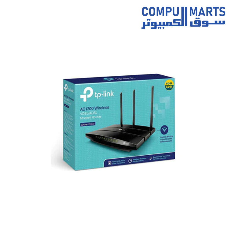 Router AC1200 Wireless VDSLADSL Modem Router Archer VR400 Black ...