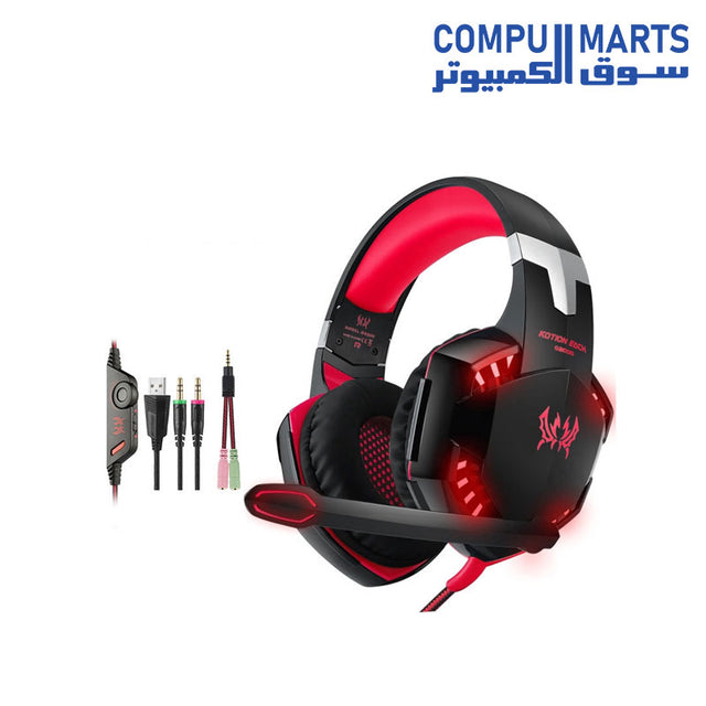 ONIKUMA M830 USB condenser microphone and K17 Pro red gaming headset bundle